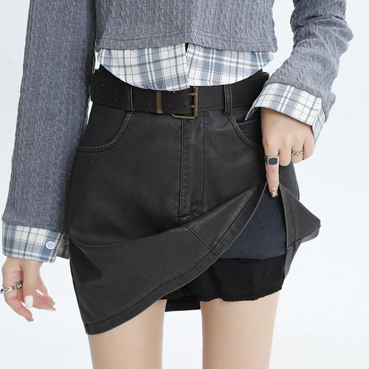 2025新款【美拉德多色皮裙 半身裙女装】小个子 显瘦高腰 a字裙包臀短裙 商品图0