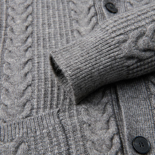 27DKTD8303【复古麻花】罗蒙秋冬经典针织开衫男士外套男厚实保暖针织衫男士毛衣男 商品图6