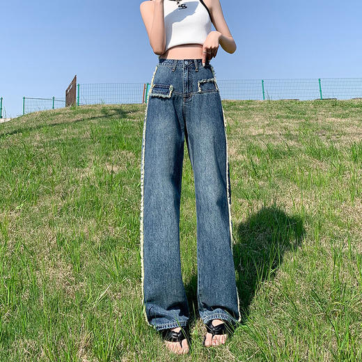 春季新款【柔纱软 直筒牛仔裤女 个性设计】九分垂感 百搭时尚 小个子裤 商品图6