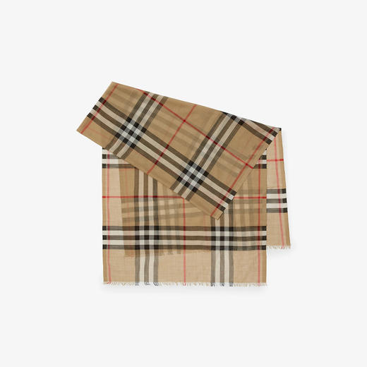 【五】BURBERRY 巴宝莉 女士格纹丝毛混纺围巾 格子 8078779 A7026 商品图0