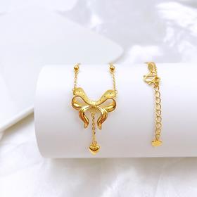 【限时克减150元】足金999 #在逃公主 5G黄金调节间珠爱心蝴蝶结套链在逃公主套链(AG5GTL00293)（预售产品下单后不退款不退货不换货不补差价