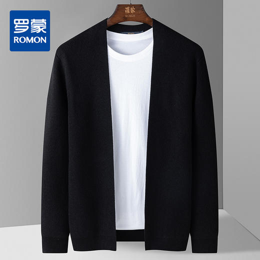 27DKMY6259【立体坑条纹】罗蒙秋冬开衫男士针织衫百搭毛衣男士外套加厚外套男外套 商品图0