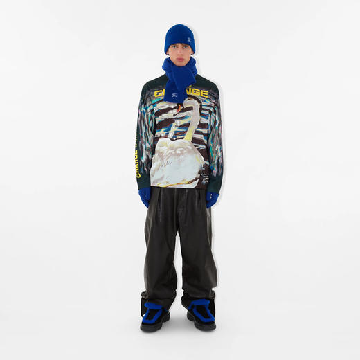 【一】BURBERRY 巴宝莉 男女通用马术骑士徽标刺绣罗纹针织羊绒针织帽 蓝色 8078810 B7323 商品图3