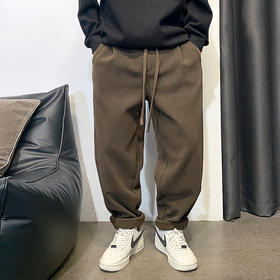 徐太浪冬季厚款休闲裤男士潮牌宽松直筒纯色痞帅百搭抽绳运动长裤