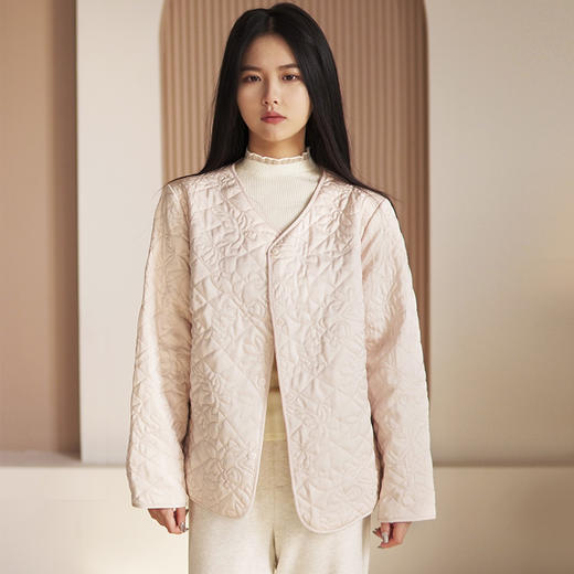 金三塔桑蚕丝填充 真丝保暖长袖棉袄女 丝绵绗缝上衣 外套   NSFDD737 商品图1