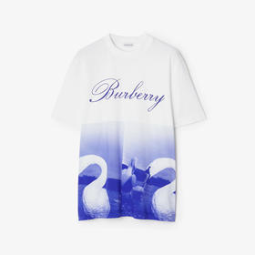 BURBERRY 巴宝莉 女士天鹅徽标印花棉质圆领短袖T恤 混色 8077611 B7323