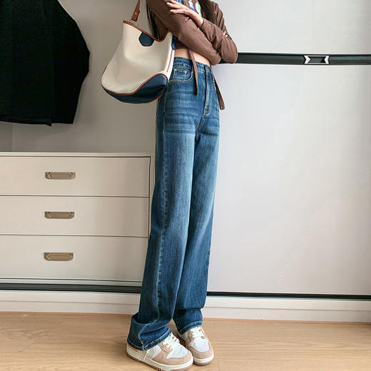 早春新款【直筒裤牛女仔裤女 修身百搭】弹力显瘦 烟管时尚小裤腿裤 商品图5