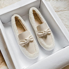 羊羔毛加绒豆豆鞋厚底一脚蹬毛毛鞋