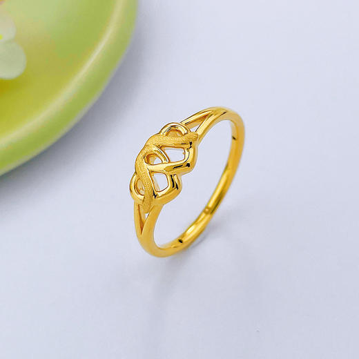 【限时克减150元】足金 【精品】无氰5D固口镂空双心女戒(AR5DJZ00005)（预售产品下单后不退款不退货不换货不补差价）（预售产品下单后不退款不退货不换货不补差价） 商品图0