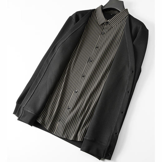 【假两件】【新款DDA】大依优型大码假两件长袖开衫T恤衬衫领加肥加大肥佬休闲商务宽松透气上衣打底 商品图3