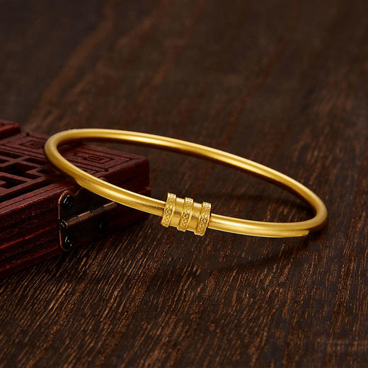 【限时克减150元】足金999 椭圆形古法空心开口小蛮腰手镯可打开DIY手镯(YGFSZ00367)（预售产品下单后不退款不退货不换货不补差价）（预售产品下单后不退款不退货不换货不补差价） 商品图2