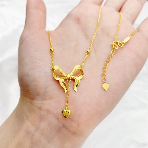 【限时克减150元】足金999 #在逃公主 5G黄金调节间珠爱心蝴蝶结套链在逃公主套链(AG5GTL00293)（预售产品下单后不退款不退货不换货不补差价 商品图4