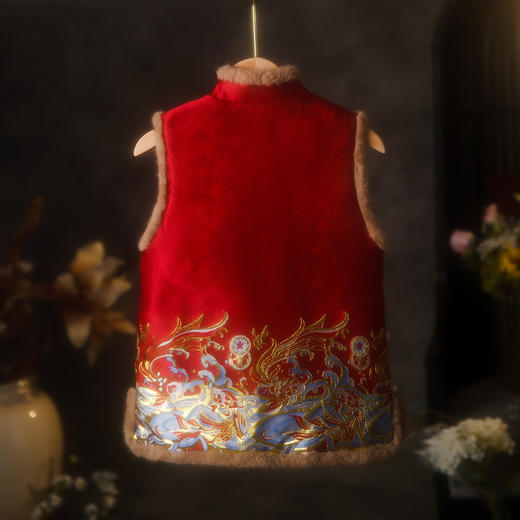 红色拜年旗袍少女马甲年轻款复古风短上衣TY-2600 商品图1