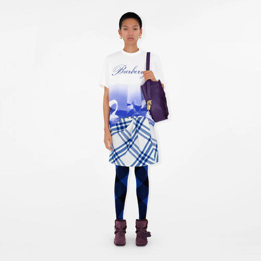 BURBERRY 巴宝莉 女士天鹅徽标印花棉质圆领短袖T恤 混色 8077611 B7323 商品图1