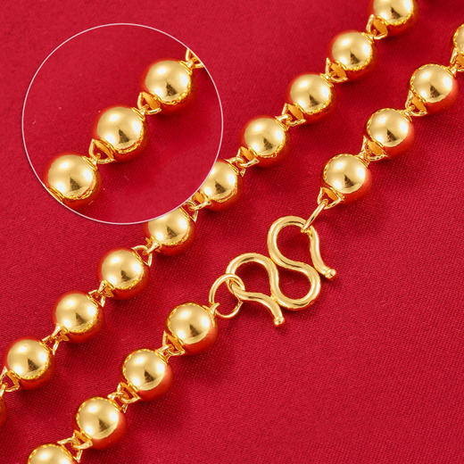 【限时克减150元】足金999.9 全光珠项链（光珠约7.1-7.5mm）佛珠项链(XL00003-06)（预售产品下单后不退款不退货不换货不补差（预售产品下单后不退款不退货不换货不补差 商品图0