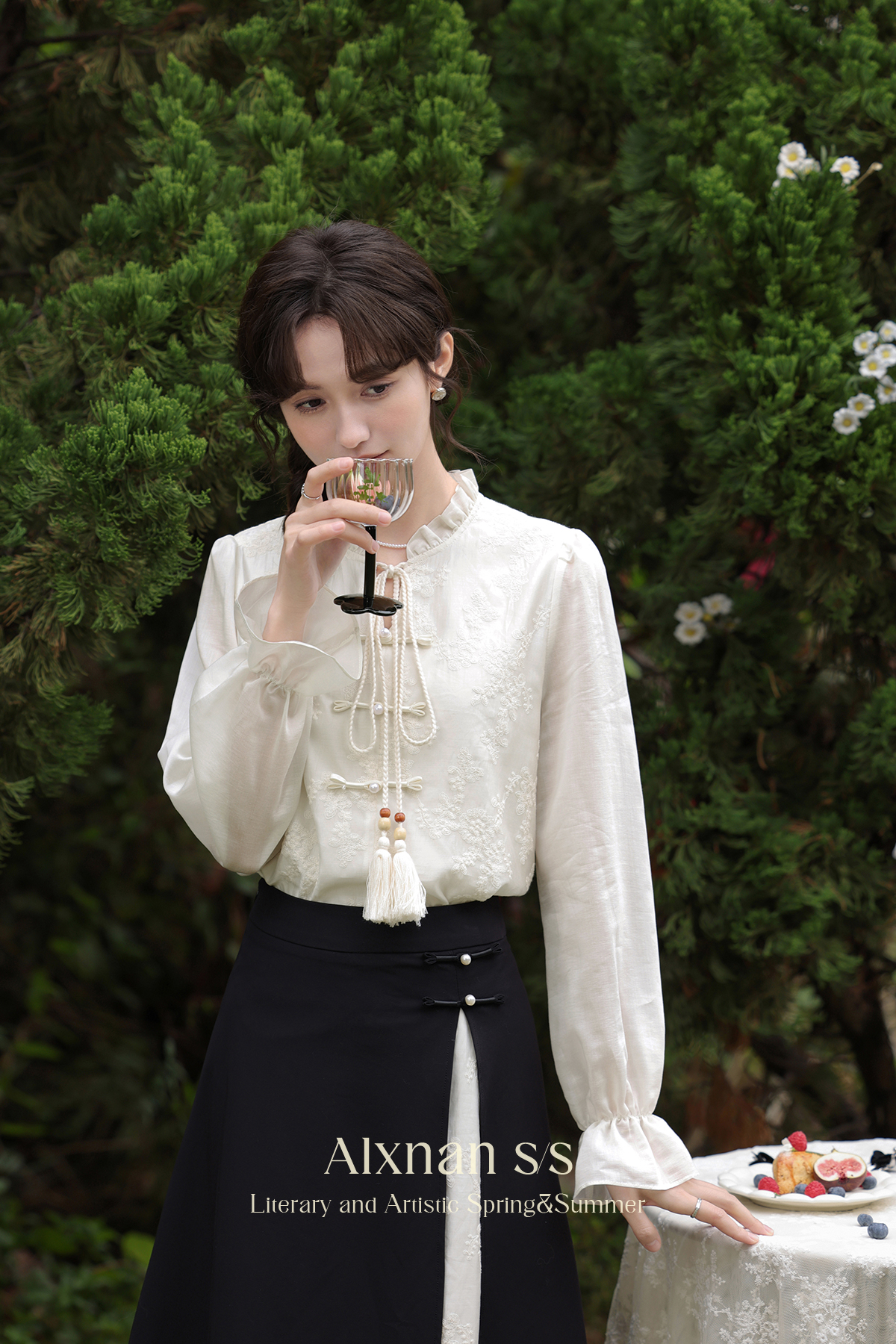 【6折秒杀】鹿向南《兰亭书信》新中式新款春季独特绝美小上衣衬衫衬衣女L33558