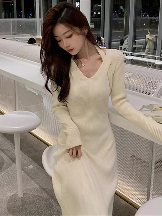 2025年春装【新款针织连衣裙子 女茶歇法式】打底毛衣 包臀修身 针织衫长裙 商品图3