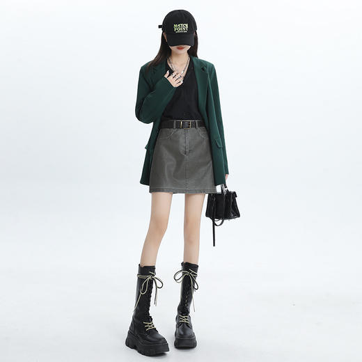 2025新款【美拉德多色皮裙 半身裙女装】小个子 显瘦高腰 a字裙包臀短裙 商品图1