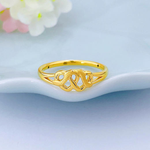 【限时克减150元】足金 【精品】无氰5D固口镂空双心女戒(AR5DJZ00005)（预售产品下单后不退款不退货不换货不补差价）（预售产品下单后不退款不退货不换货不补差价） 商品图1