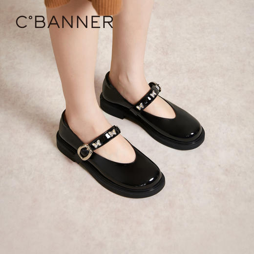 千百度晚晚鞋春季温柔风玛丽珍鞋真皮单鞋女小香风鞋子A24119302 商品图0