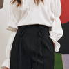 两三事光速行星2024春季新款休闲交叉带压褶高腰阔腿裤女宽松 商品缩略图2