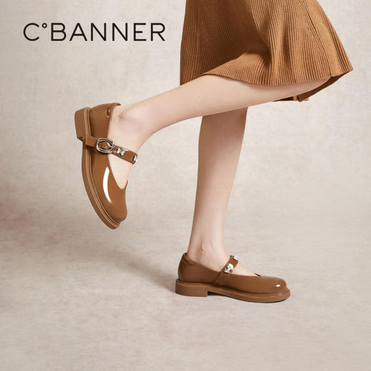 千百度晚晚鞋春季温柔风玛丽珍鞋真皮单鞋女小香风鞋子A24119302 商品图2