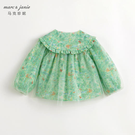 马克珍妮女童甜美娃娃领网纱衬衫儿童衬衣上衣2024春装新款240318 商品图1