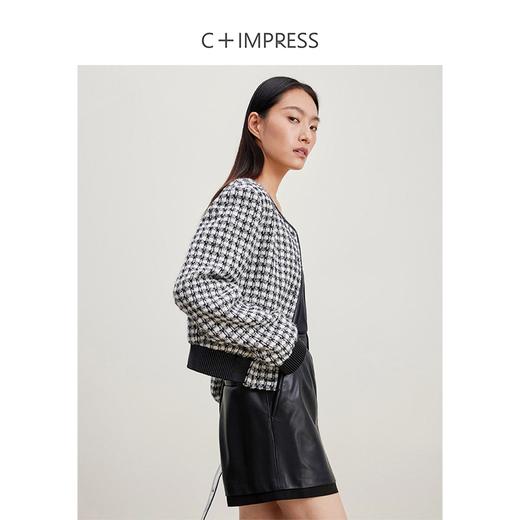 西嘉C+IMPRESS/西嘉羊毛黑白格小香风外套女撞色花呢新款气质短款夹克WT2401028 商品图1