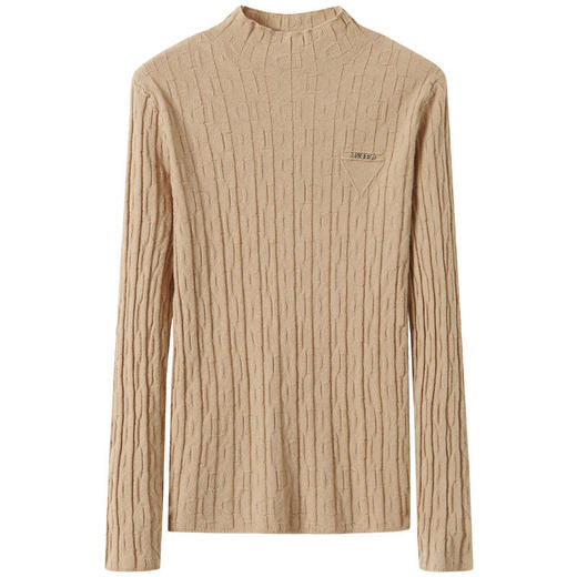 CC-QL-W8375半高领年轻针织打底衫女秋冬慵懒风修身毛衣内搭好看短款上衣 商品图4