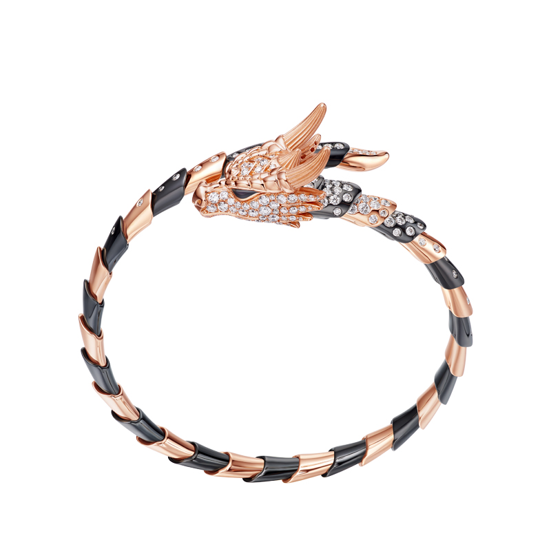 ［东方有境］18K金镶钻手镯 #生肖龙 #御乾