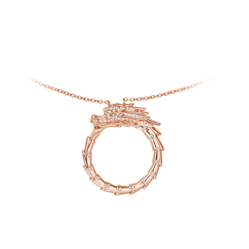 ［东方有境］18K金镶钻项链 #生肖龙 #御乾