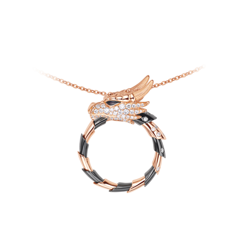 ［东方有境］18K金镶钻项链 #生肖龙 #御乾