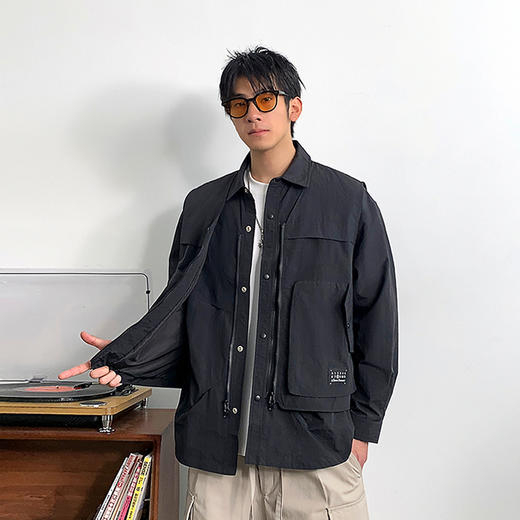 徐太浪日系时尚工装夹克男2024新款早春潮牌男装宽松休闲方领外套 商品图0