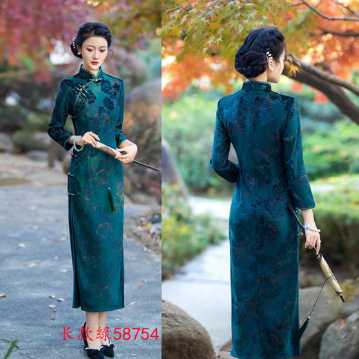 TZF-老上海复古中国风长款矮个子旗袍新款中老年女士宴会旗袍 商品图2