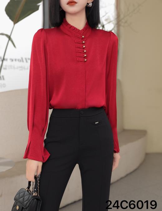 486019国风盘扣衬衫。黑 红  米 L XL 商品图5