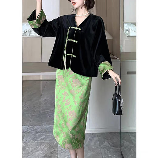 裁缝学苑AX163新中式国风盘扣上衣半裙两件套装纸样女装唐装裁剪图纸 商品图1