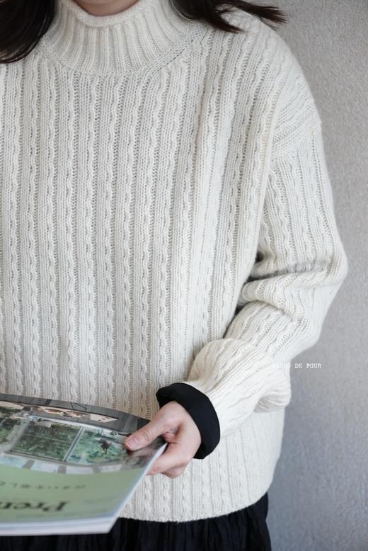 ECOLE DE CURIOSITES 渔夫华夫格罗纹套头毛衣 商品图1