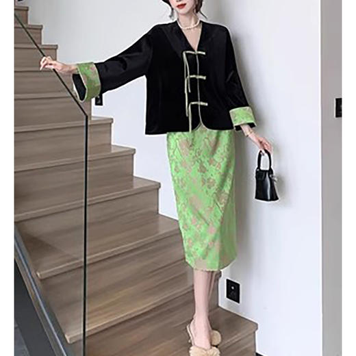 裁缝学苑AX163新中式国风盘扣上衣半裙两件套装纸样女装唐装裁剪图纸 商品图3