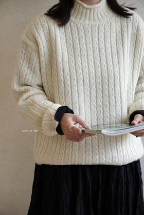 ECOLE DE CURIOSITES 渔夫华夫格罗纹套头毛衣