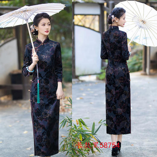 TZF-老上海复古中国风长款矮个子旗袍新款中老年女士宴会旗袍 商品图1