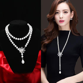 雀说 一款三戴雪花母贝珍珠项链毛衣链女秋冬百搭轻奢高级感4ZF-MY002