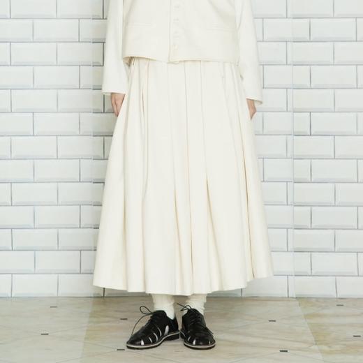 ECOLE DE CURIOSITES 象牙白柔软棉斜纹布半身裙(Made in France) 商品图0