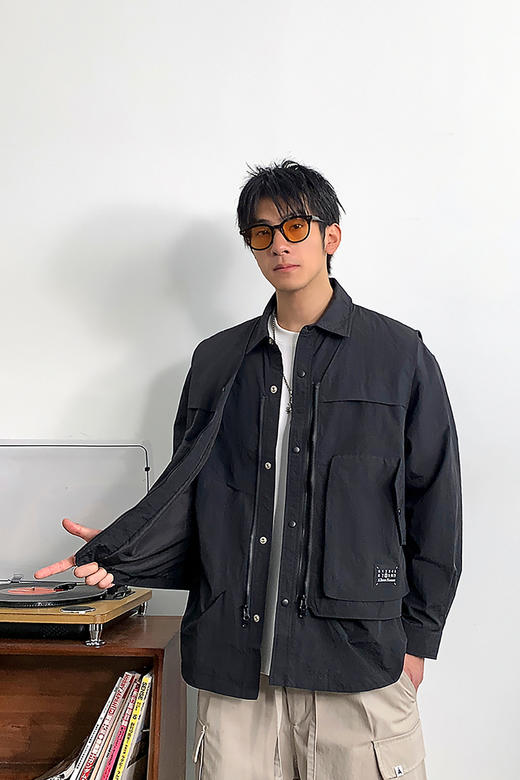 徐太浪日系时尚工装夹克男2024新款早春潮牌男装宽松休闲方领外套 商品图5