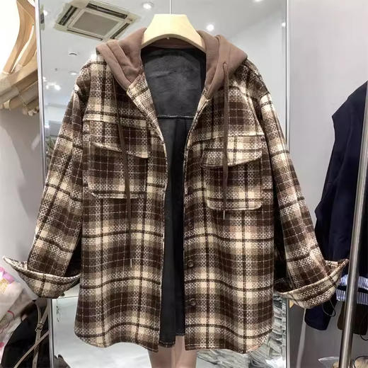 裁缝学苑AS182连帽衬衫外套纸样女装加绒复古格子假两件上衣衬衣样板图 商品图5