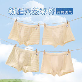 【4条装】璐童梦青少年内裤天然彩纱棉男童平角裤学生初中生高中生大童纯棉四角裤15-155斤