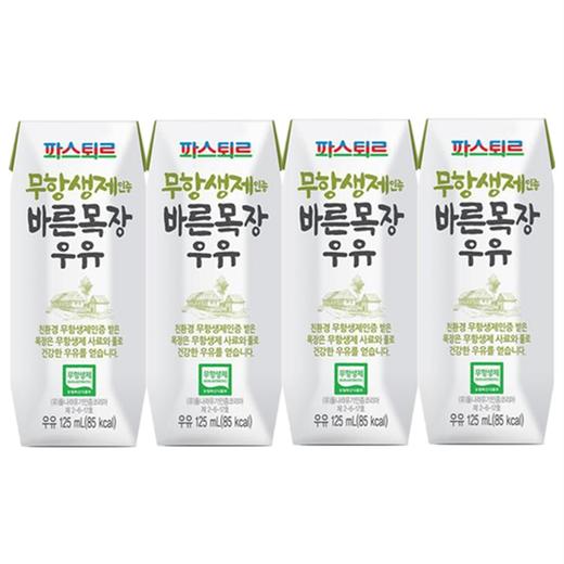 파스퇴르 무항생제 바른목장 우유(125mlx4) 商品图0