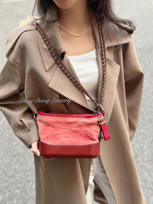 Chanel 西瓜红 麂皮拼皮 小号 流浪包 商品图0