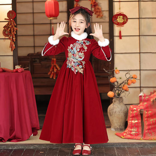 TZF-冬季儿童古风唐装中国风龙年拜年服汉服 商品图3