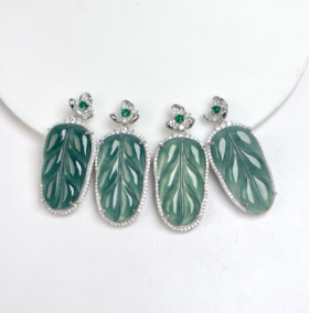 翡翠吊坠-三叶全包树叶