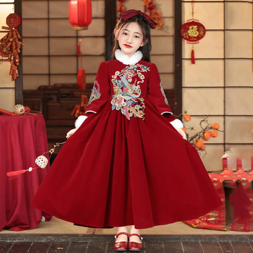 TZF-冬季儿童古风唐装中国风龙年拜年服汉服 商品图0